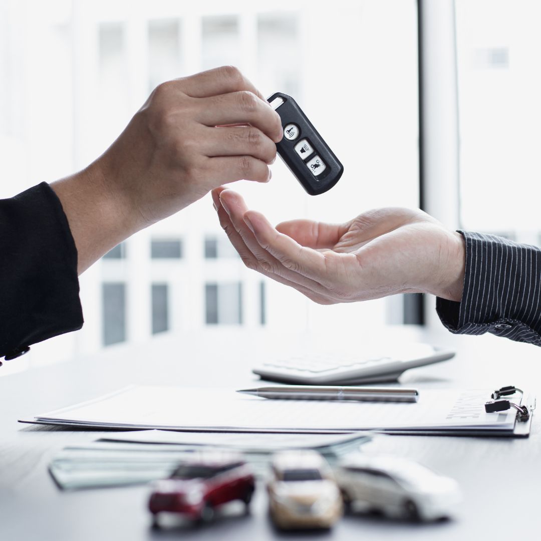 proof of ownership for new car key, keys handed over with paperwork